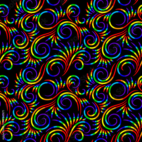 Rainbow curves line element seamless pattern