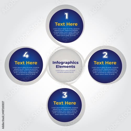Infographic colorful template with four steps for success in circle form.