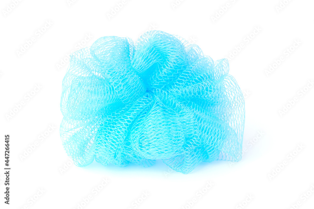 soft washcloth isolated on white background. bath puff soft washcloth isolated on white background. bath puff