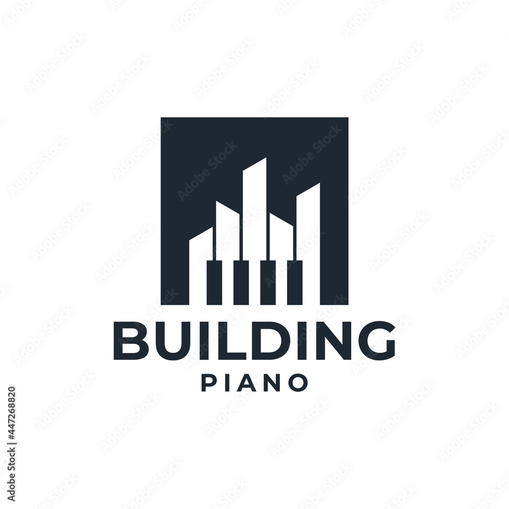Creative building piano logo silhouette