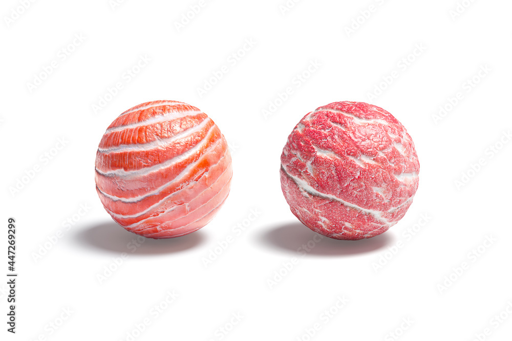 Blank meat and fish ball mock up, isolated Blank meat and fish ball mock up, isolated