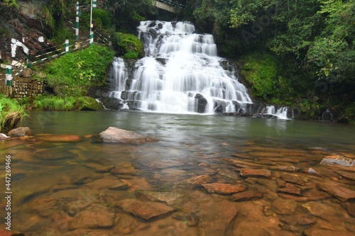 Photography Elephant Falls a three-tier waterfall in Shillong, Meghalaya, India