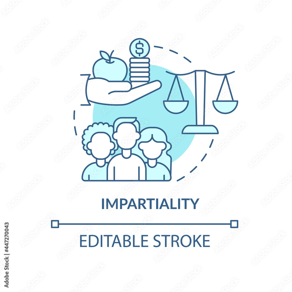 Impartiality and social relations concept icon. Humanitarian aid and generosity in emergency abstract idea thin line illustration. Vector isolated outline color drawing. Editable stroke Impartiality and social relations concept icon. Humanitarian aid and generosity in emergency abstract idea thin line illustration. Vector isolated outline color drawing. Editable stroke