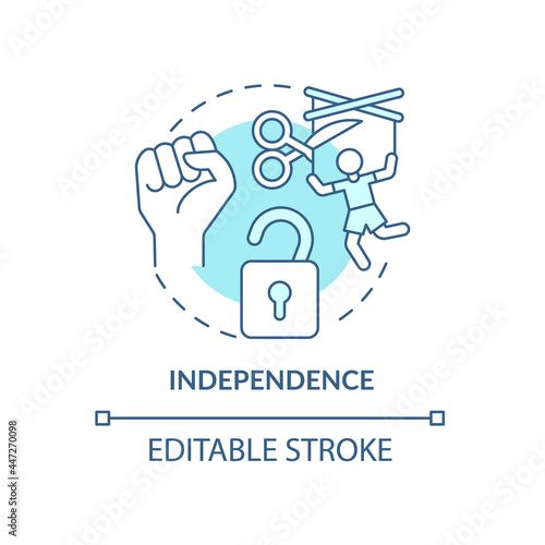 Independence and autonomy concept icon. Humanitarian aid political, economic, military sovereignty abstract idea thin line illustration. Vector isolated outline color drawing. Editable stroke