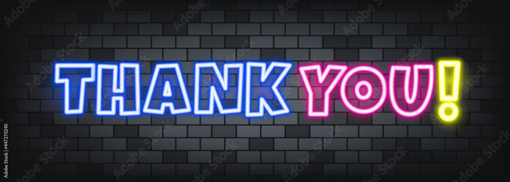 Thank you neon text on the stone background. Thank you. For business, marketing and advertising. Vector on isolated background. EPS 10