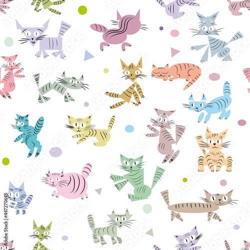 Seamless pattern for children s things with the image of funny kittens