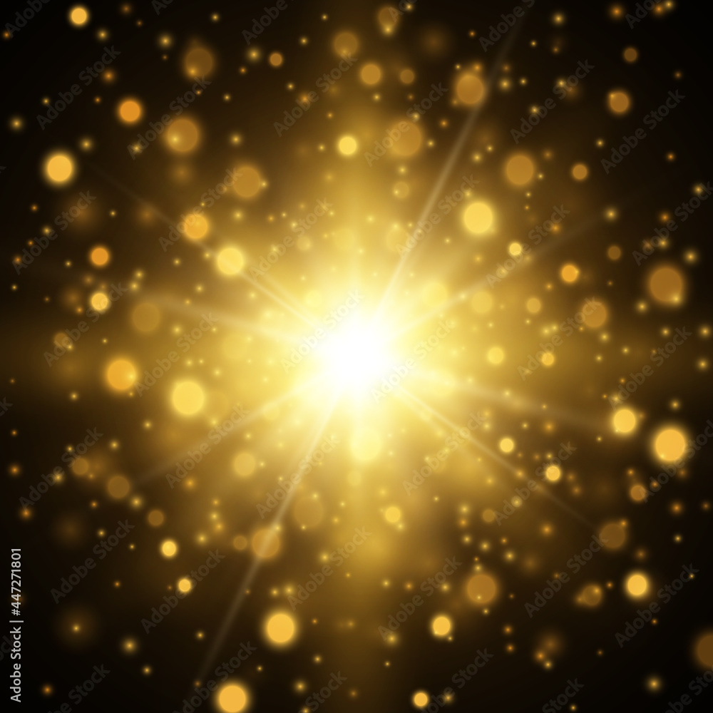 Star burst with sparkles. Light effect. Gold glitter texture. Star burst with sparkles. Light effect. Gold glitter texture.