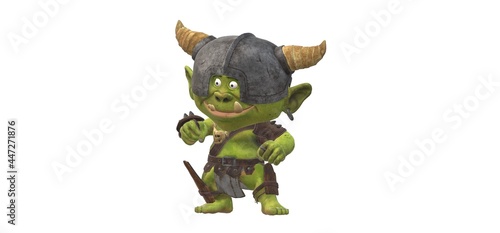 3d little troll on a white background