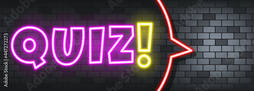 Quiz neon text on the stone background. Quiz. For business, marketing and advertising. Vector on isolated background. EPS 10
