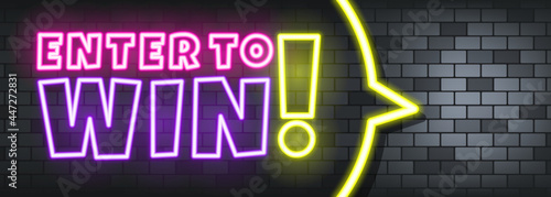 Enter to win neon text on the stone background. Enter to win. For business, marketing and advertising. Vector on isolated background. EPS 10