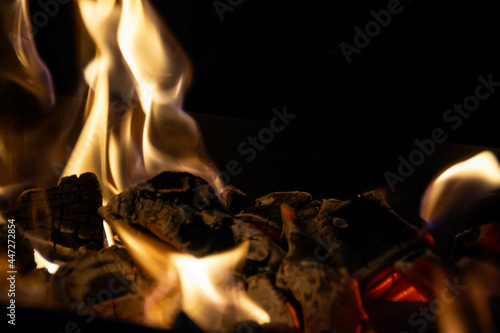 A burning fire, a flame