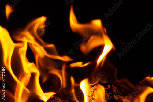 A burning fire, a flame