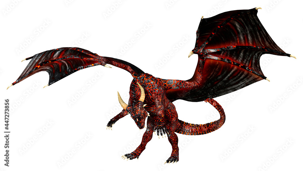 3D Rendering Fairy Tale Dragon on White