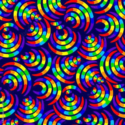 Rainbow curves line element vector seamless pattern