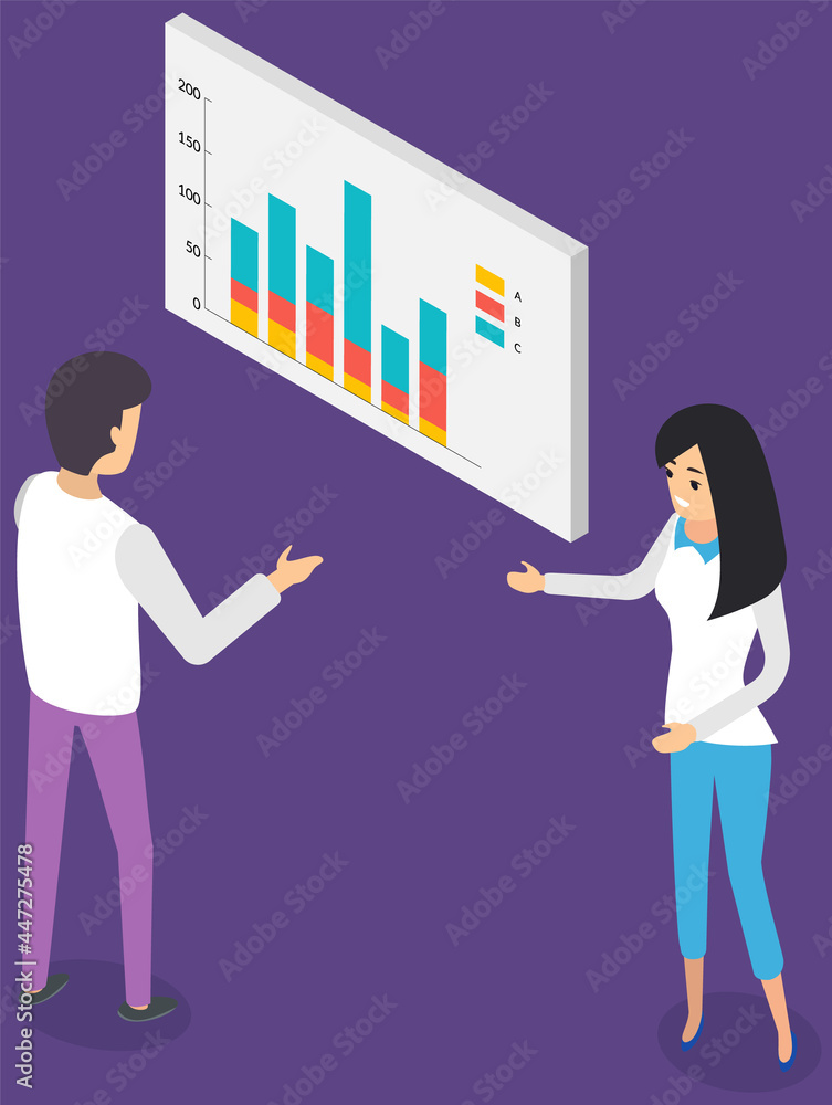 Visualize with business analytics. People work with statistical data ...