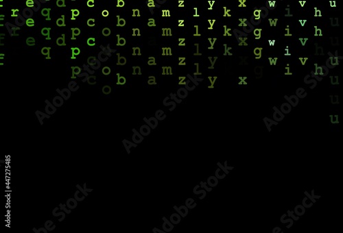 Dark green vector layout with latin alphabet.