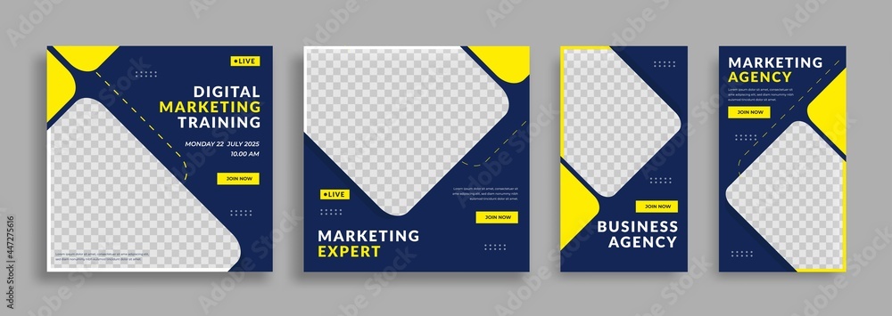 Creative Editable minimal square banner template with geometric shapes for social media post, story and web internet ads. Vector illustration Creative Editable minimal square banner template with geometric shapes for social media post, story and web internet ads. Vector illustration