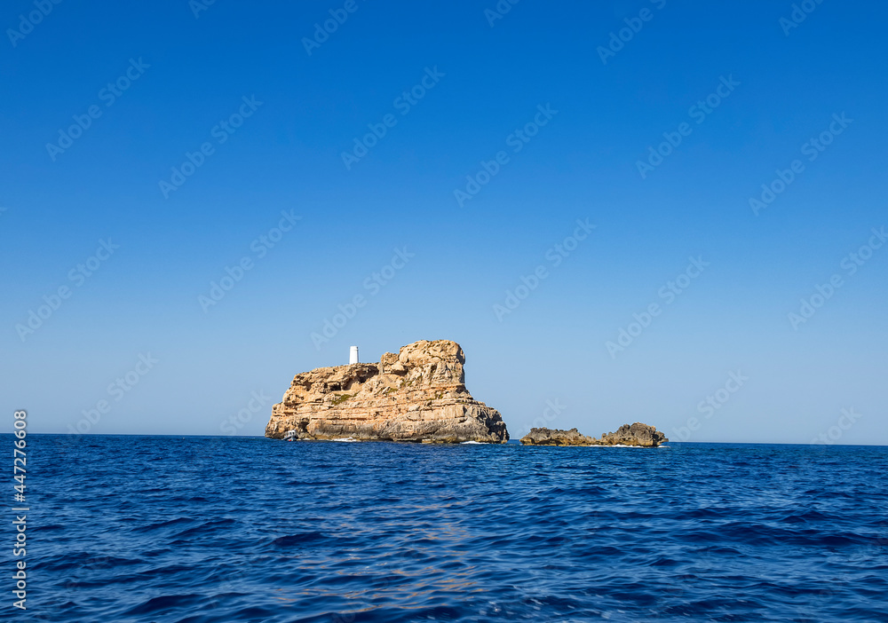 The rocky coastline of El Toro Marine Reserve in Mallorca, Spain