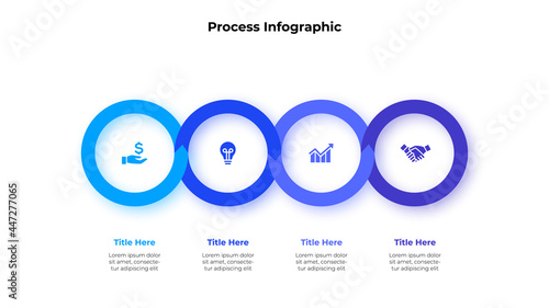 Four rings infographic. Business data visualization. Template for presentation. Design concept with 4 options, parts, steps or processes