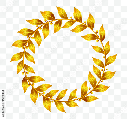 Vector Image Illustration of Gold leaf wreath, Bay Laurel Silver, silver laurel, Gold frame