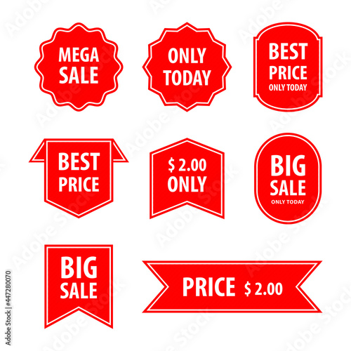 Variety of price and discount label for sales label collection