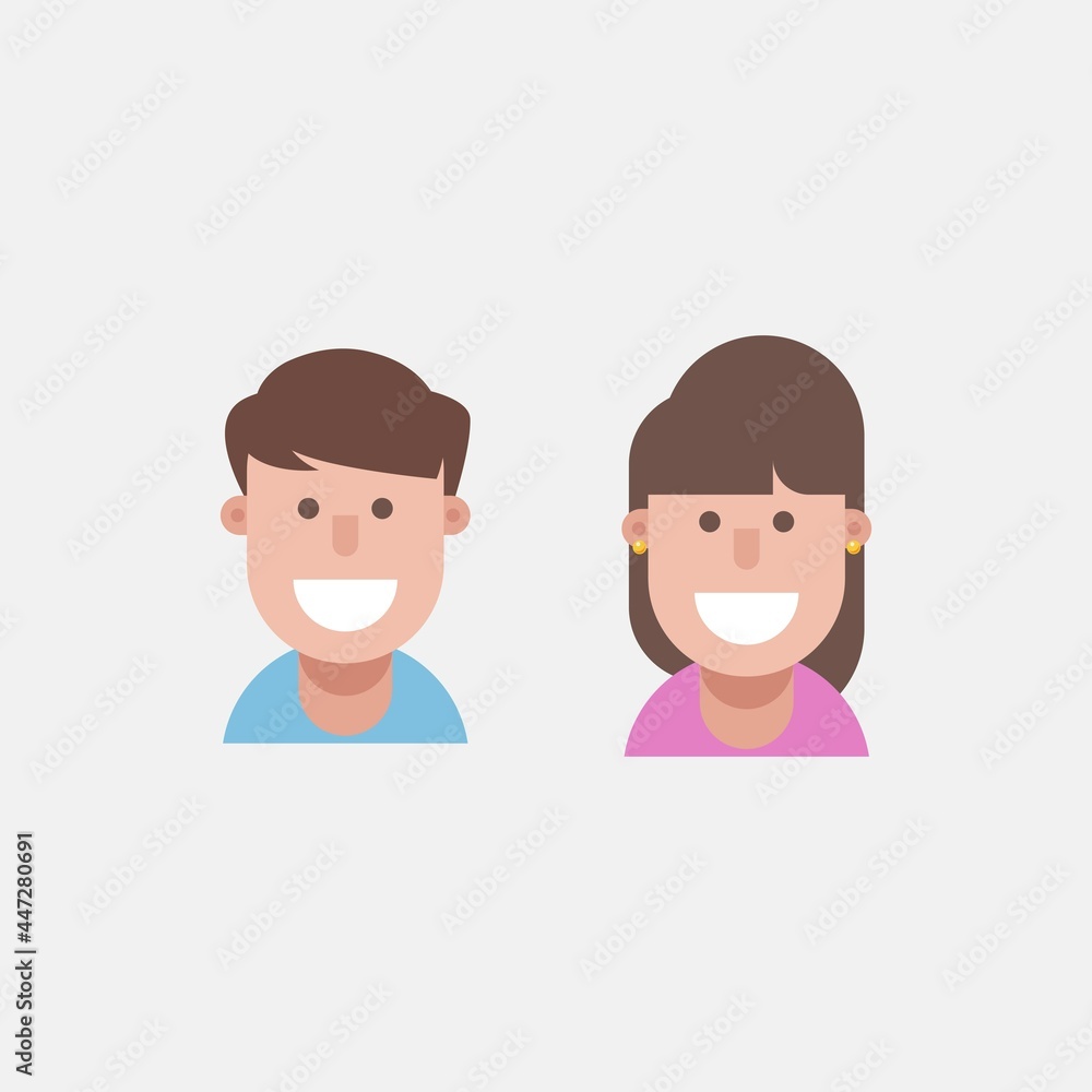 Flat design Man and woman character vector illustration, isolated on white background
