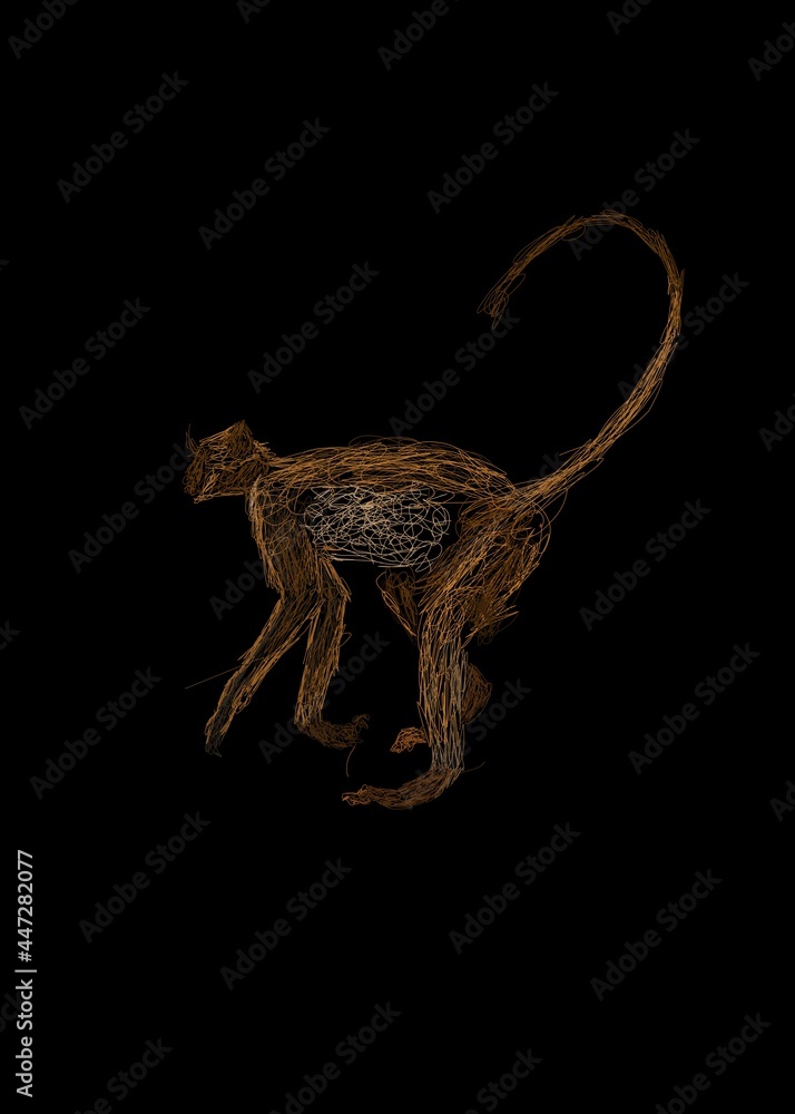 Obraz premium Monkey on black background