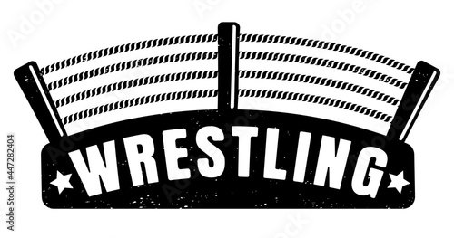 Vector vintage logo for a wrestling with ring.