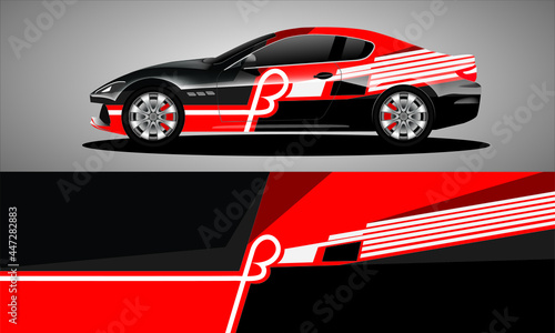 Car sticker or car wrap with natural natural concept with abstract line concept and initial B  can be installed on all