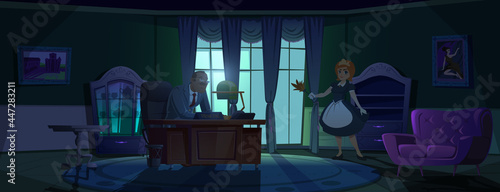 Maid in principal cabinet young housemaid in room