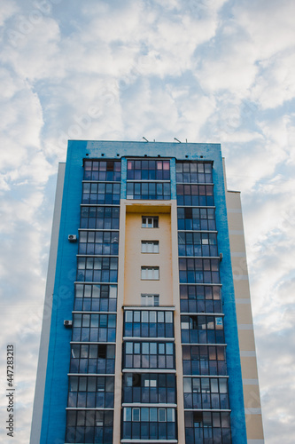 symmetrical building with three windows against the sky