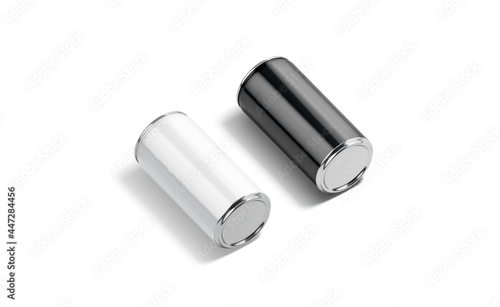 Blank black and white aluminum narrow 280 ml soda can mockup Blank black and white aluminum narrow 280 ml soda can mockup