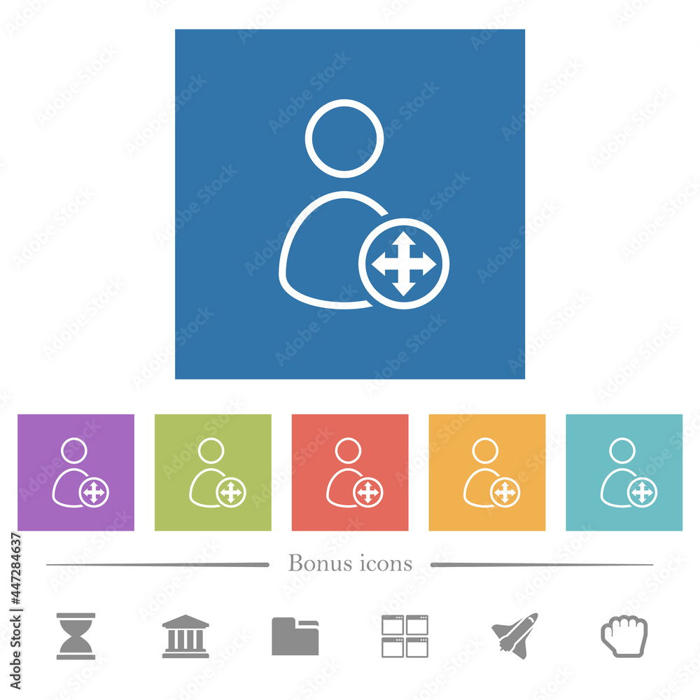 Move user outline flat white icons in square backgrounds Move user outline flat white icons in square backgrounds