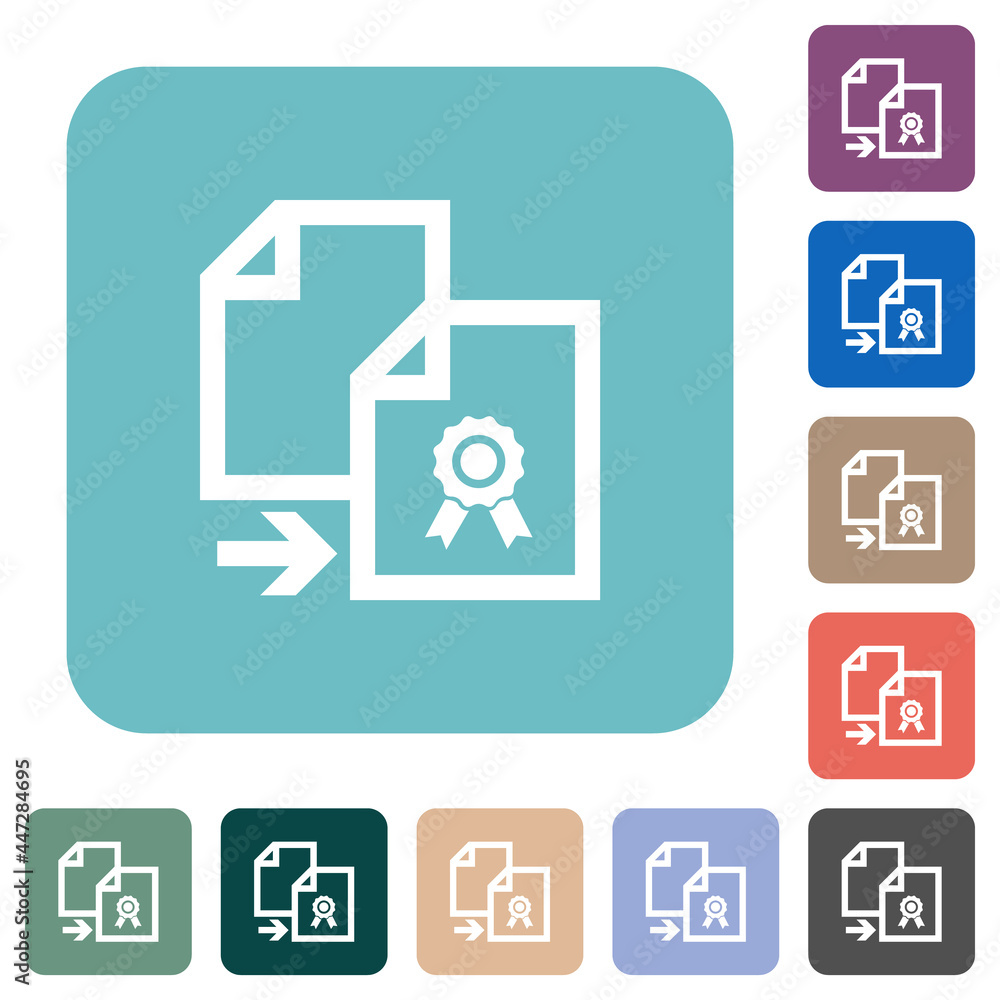 Copy certificate rounded square flat icons Copy certificate rounded square flat icons