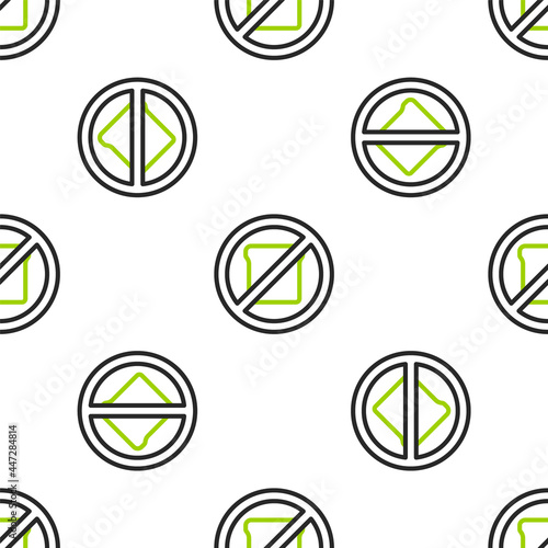 Line Gluten free grain icon isolated seamless pattern on white background. No wheat sign. Food intolerance symbols. Vector