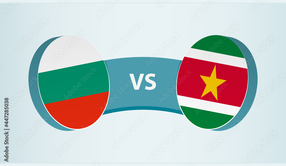 Bulgaria versus Suriname, team sports competition concept.