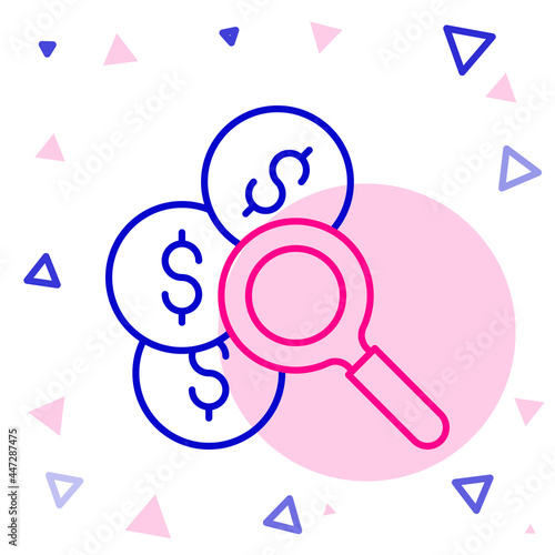 Line Search for money icon isolated on white background. Colorful outline concept. Vector