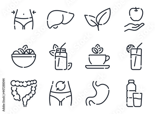 Detox and cleanse related editable stroke outline icon isolated on white background flat vector illustration. Pixel perfect. 64 x 64.