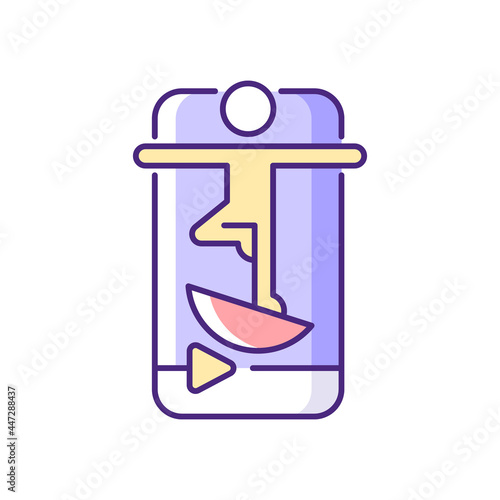 Online fitness balance training RGB color icon. Falls prevention and stability improvement exercises. Legs, core and muscles strength. Isolated vector illustration. Simple filled line drawing
