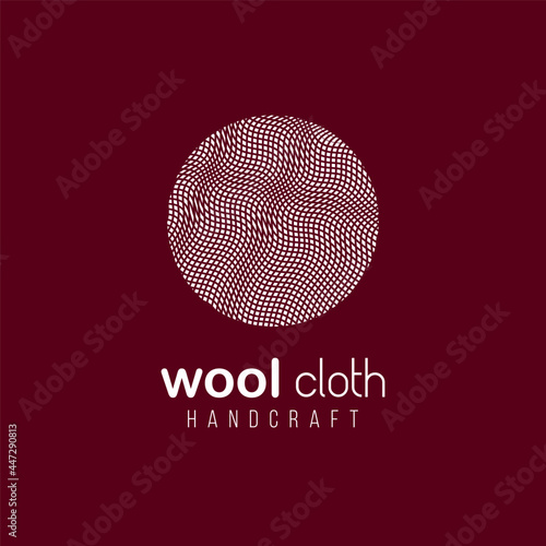 wool logo template design inspiration concept with red background for knitting shop, textile, corporate identity, wool shop, clew, Handmade, Hobby icon. vector illustration