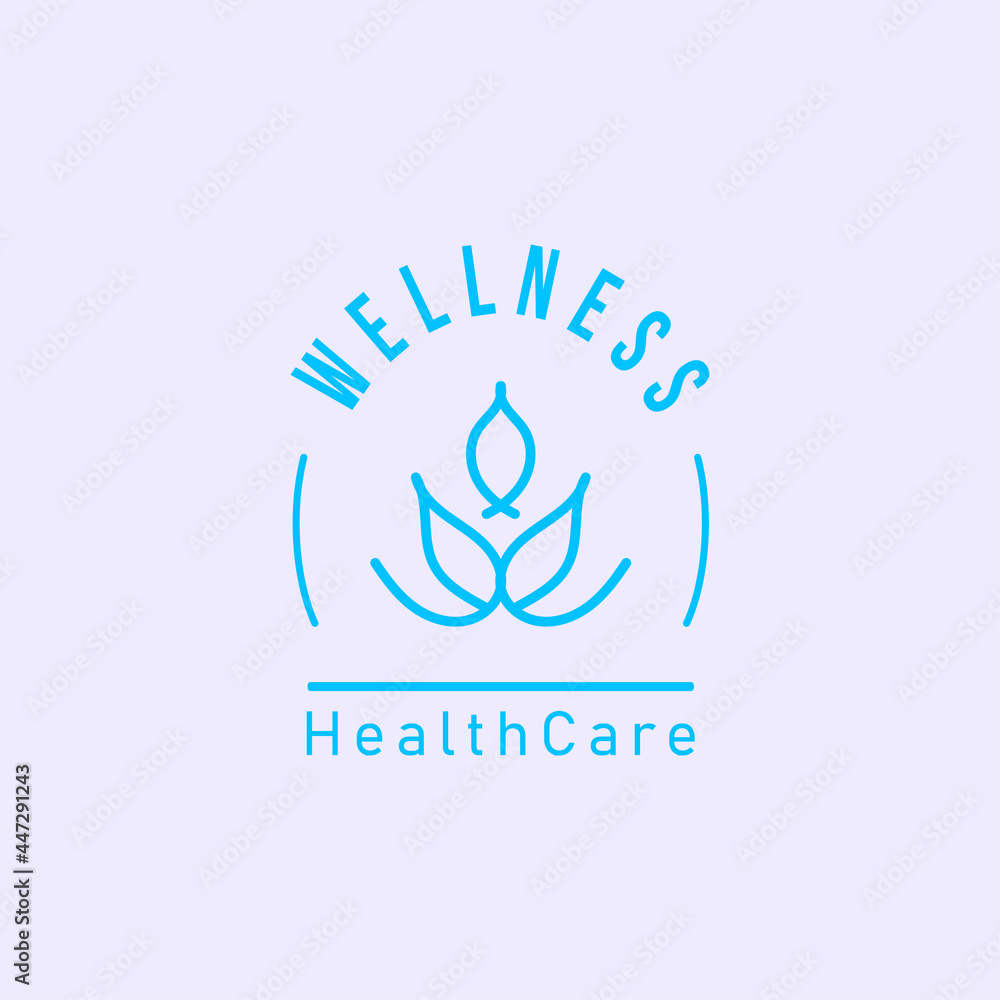 wellness healthcare logo minimalist with blue line design template concept inspiration.