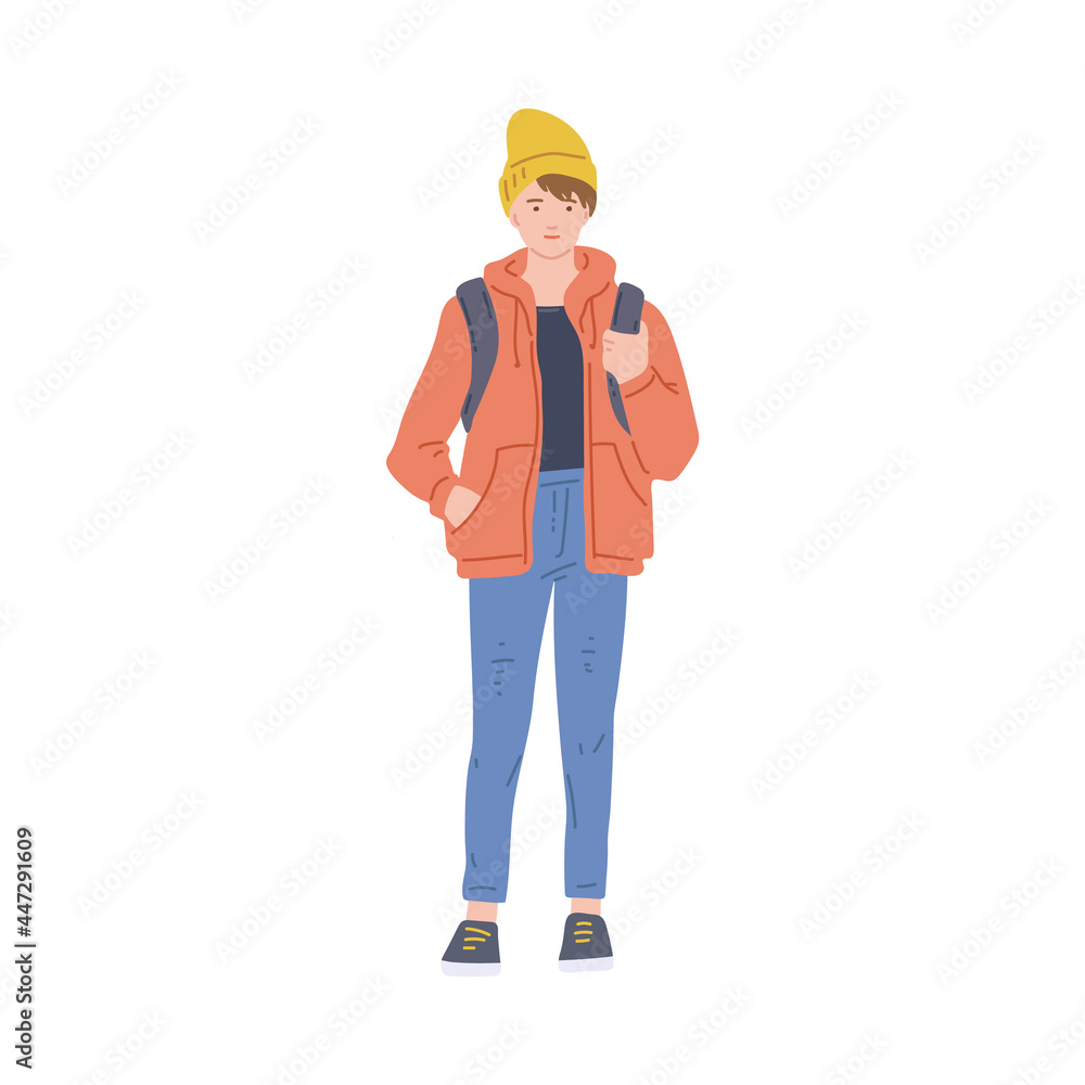 Young male character representative of generation z a vector illustration Young male character representative of generation z a vector illustration