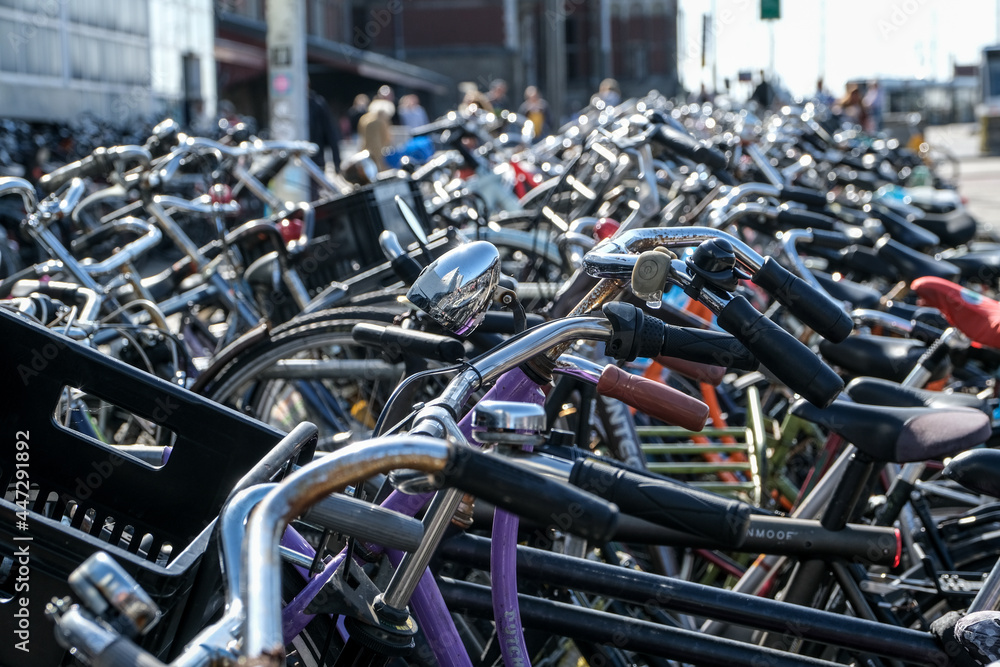 Bike rack in the City of Amsterdam, Netherlands, Europe Bike rack in the City of Amsterdam, Netherlands, Europe