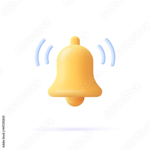 Notification message bell icon alert and alarm icon. 3d vector illustration.