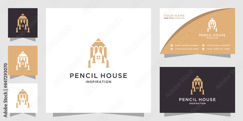 home pencil logo design template. icon and business card inspiration