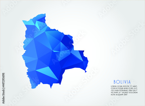 Bolivia map blue Color on white background polygonal