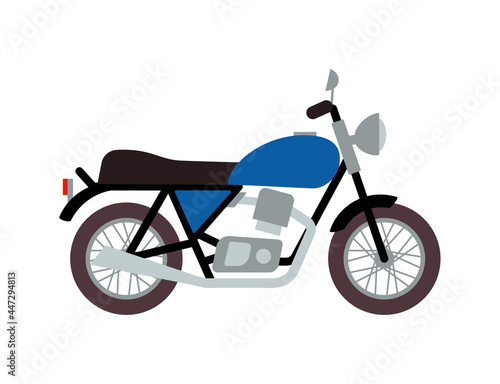Classic blue speed motorcycle for travel and adventure a vector illustration.