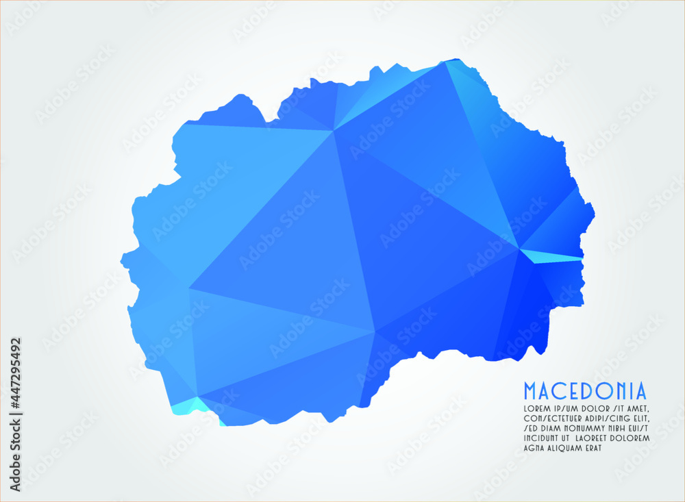 Macedonia map blue Color on white background polygonal	