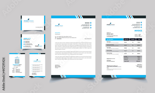 modern clean business office stationery set design