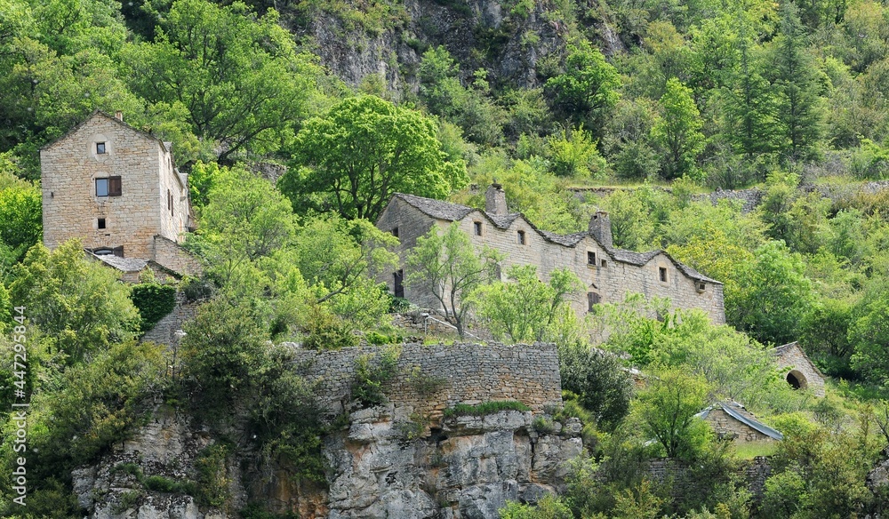 Village dans les gorges du Tarn en Lozère France	
